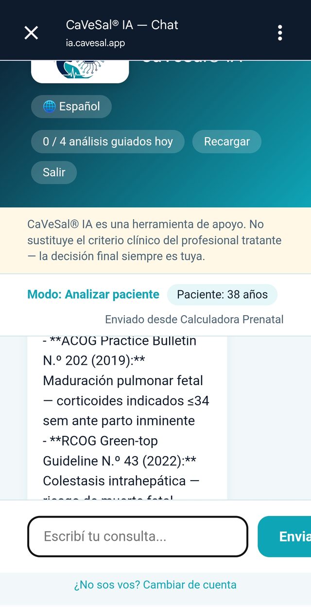 Respuesta citando guías ACOG Practice Bulletin y RCOG Green-top Guideline con año