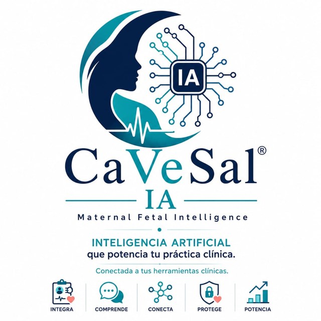 Logo CaVeSal® IA — Maternal Fetal Intelligence, con los 5 pilares: Integra, Comprende, Conecta, Protege, Potencia